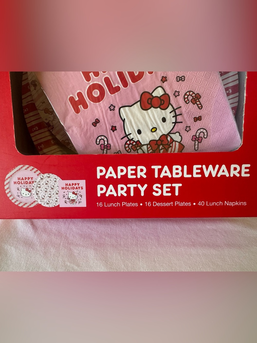 Hello Kitty Paper Party Happy Holidays Tableware Set - New - Picture 4 of 6